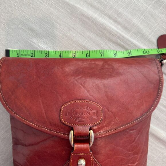 Vintage Oroton Australian Leather Saddle Bag Crossbody Purse Brown Red - Picture 3 of 12